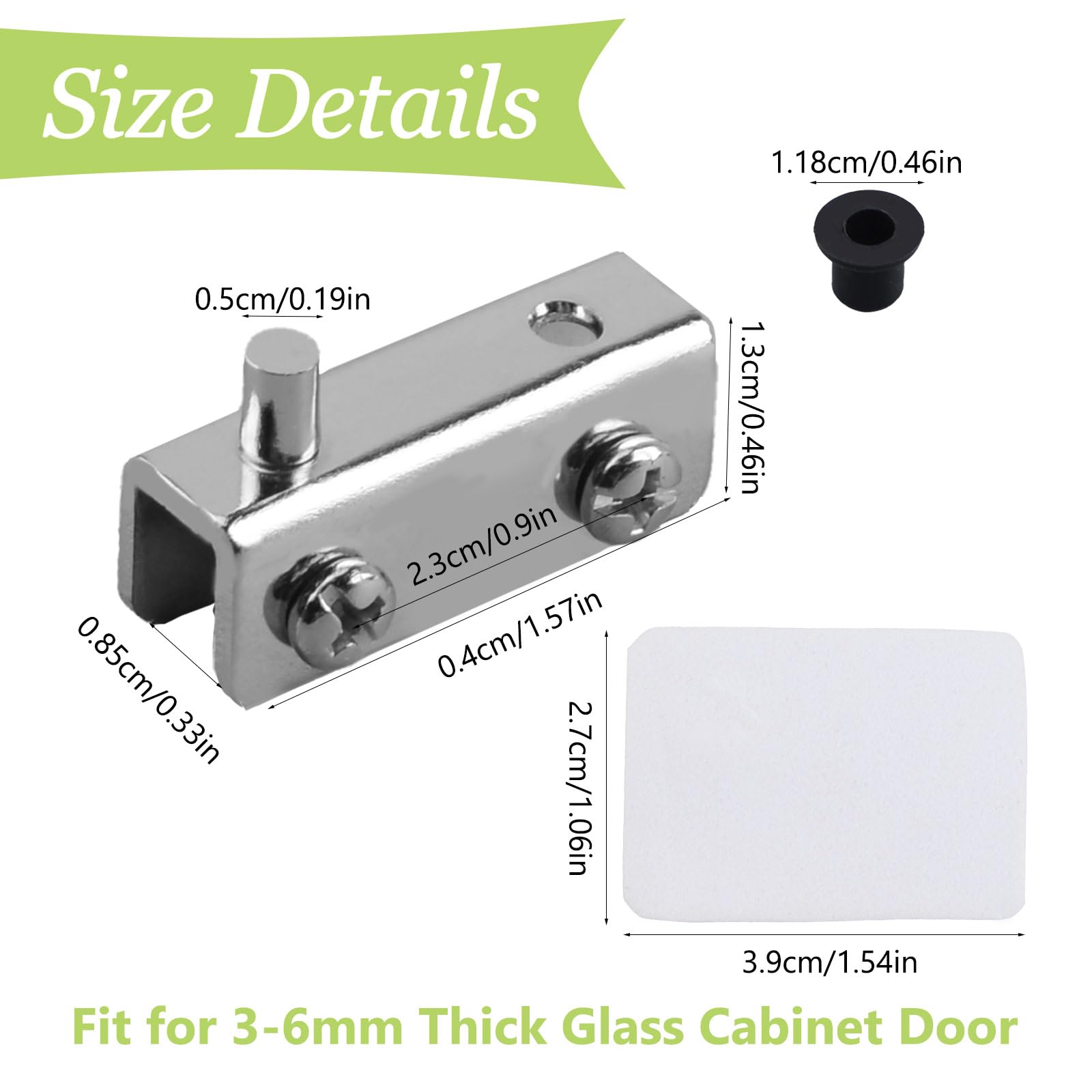 UFURMATE Glass Door Hinge, 4Pcs Frameless Glass Door Pivot Hinges Adjustable Cabinet Pivot Hinge Clip Replacement Kit - Image 2