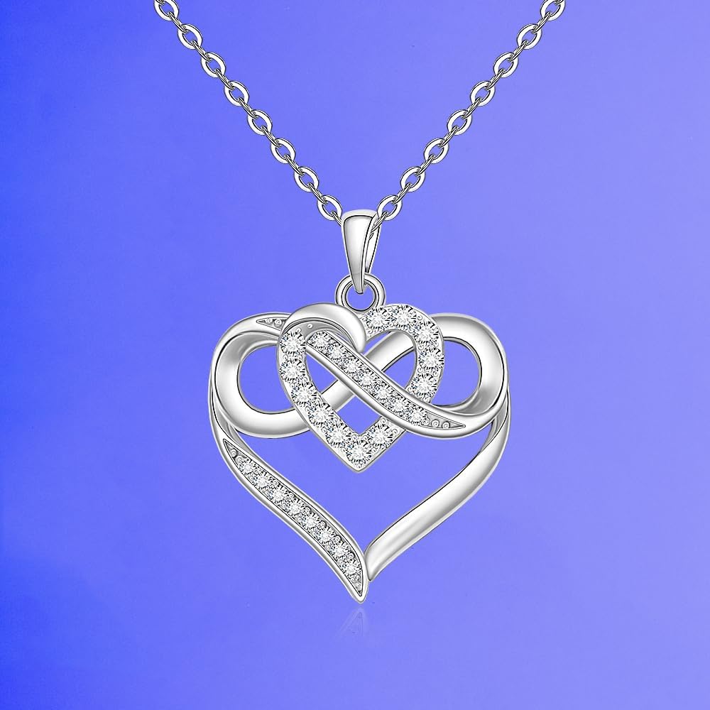 Fenthring Heart Necklace Infinity Necklaces for Women 925 Sterling Silver Infinity Heart Pendant Jewelry for Mothers Day - Image 8