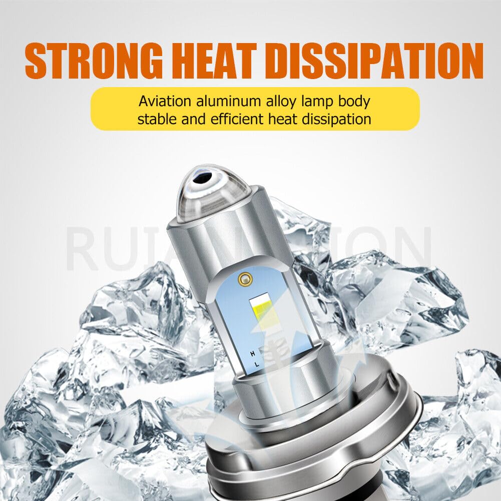 Ruiandsion P45T H5 R2 LED Lampadina Moto Non Polarità Plug and Play DC 12V 24V 10V-80V Super Luminosa Bianca Luce Alta/Bassa Sostitutiva per Moto Scooter Luci Diurne (Confezione da 2)