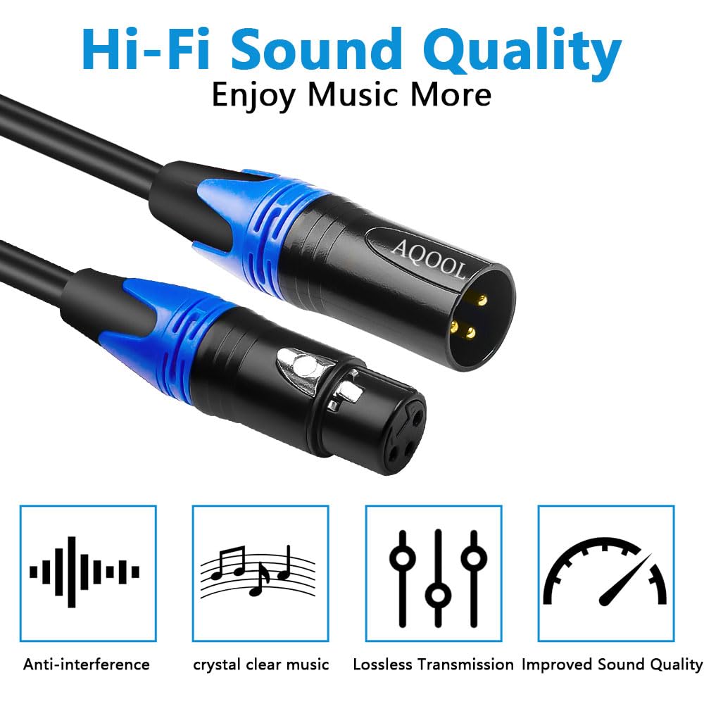 4 Stück 3M XLR Kabel Mikrofonkabel XLR Stecker auf Buchse, Bunte Stecker, 3m Balanced Mikrofonkabel, ideal für Mixer Audio Mikrofon