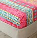Chickwin Sábana Bajera Ajustable Colchones, 100% Poliéster Suave Cómoda Transpirable Tela - Blume Impresión - Elástico en el Borde Bolsillo Profundo 30cm (Rojo Bohemio,150x200x30cm)