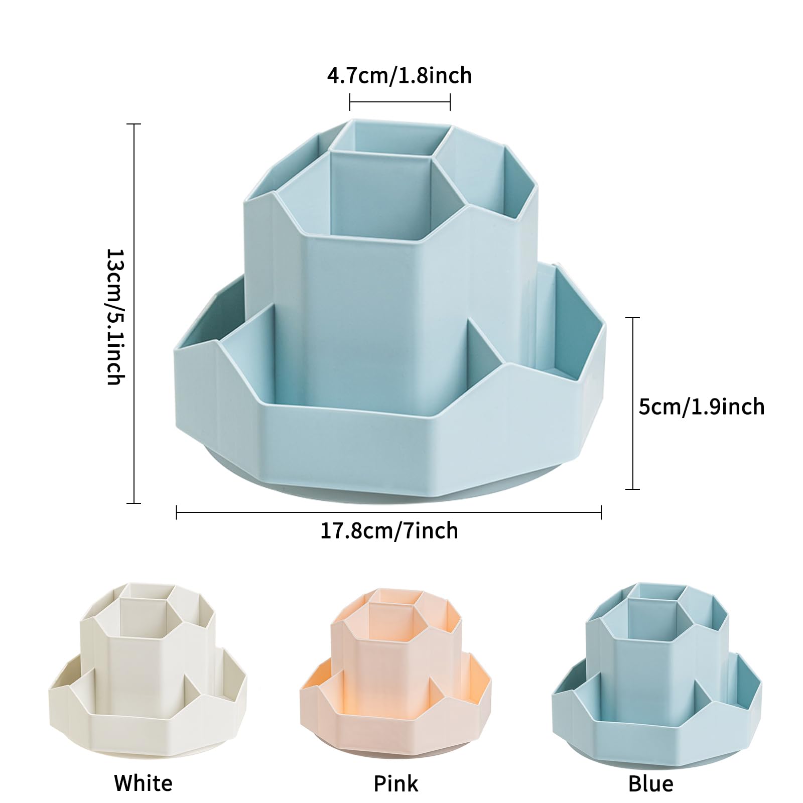 Ceysin Desk Organiser, 360 Degree Rotating Pen Pencil Holder with 9 Compartments - Image 3