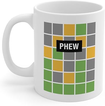 Phew Wordle Mug - Funny Wordle Lover Gift - Coffee Mug Inspired By Wordle - Funny Wordle Mug - Wordle Gift - Coworker Gift - Boss Gift - Gifts Idea For Birthday 11oz, White