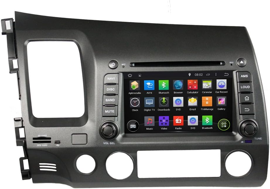 KUNFINE Android 8.0 Otca Core Car DVD GPS Navigation Multimedia Player Car Stereo for Honda Left Driving Civic 2006 2007 2008 2009 2010 2011 Steering Wheel Control 3G WiFi Bluetooth Free Map Update