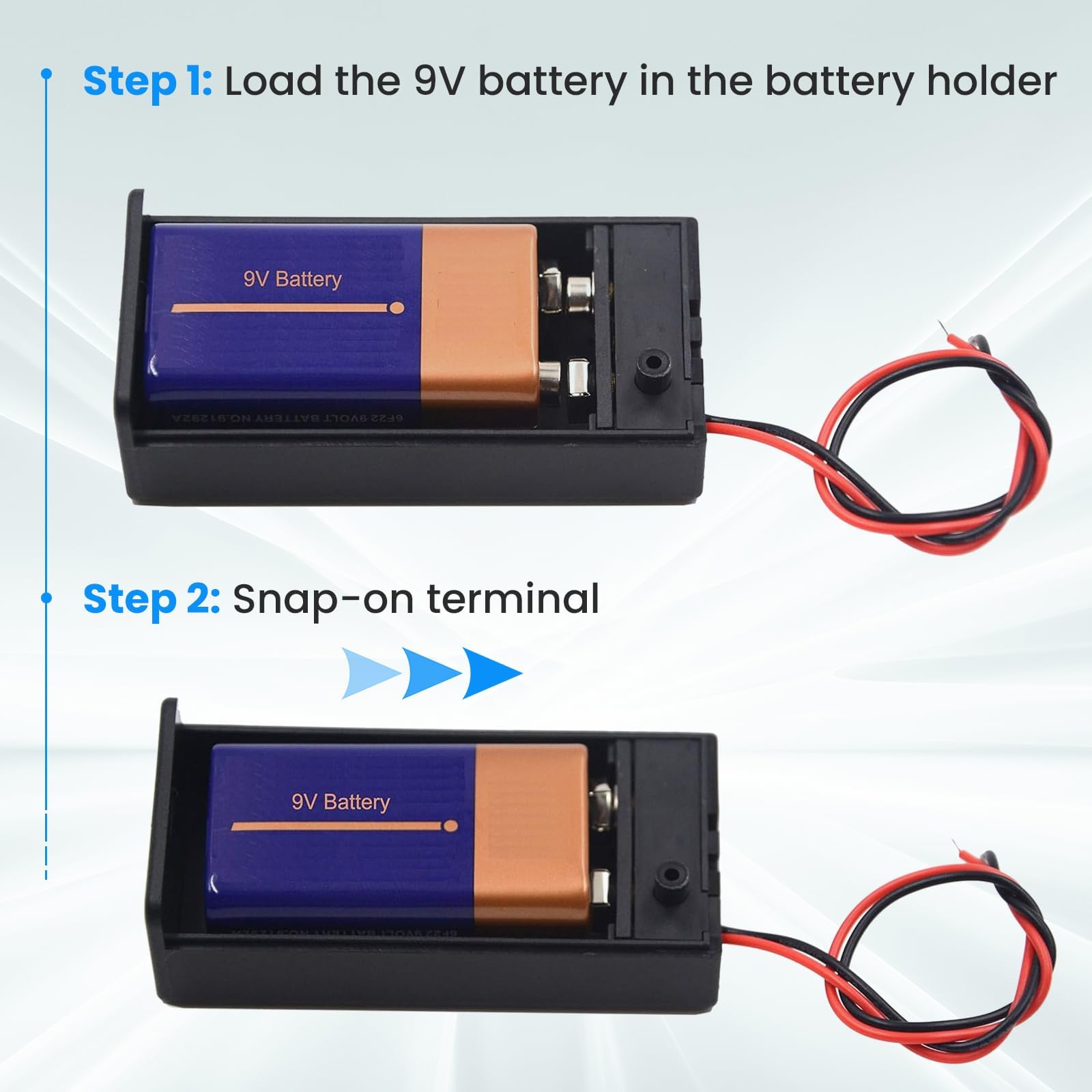 Amazon.com: SDTC Tech 9V Battery Holder with Wires, 9 Volt Battery