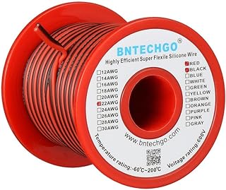 BNTECHGO 22 Gauge 2 Conductor Parallel Silicone Wire Red Black 50ft Cable