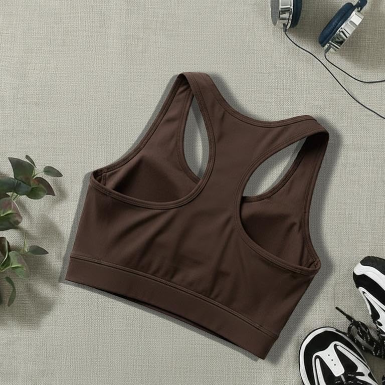 Image of BOLD & BEAUTY Women Cotton Blend Sports Bra with U-Neck, Racerback Style and Regular Straps for Workout, Yoga & Training (Pack of 3)