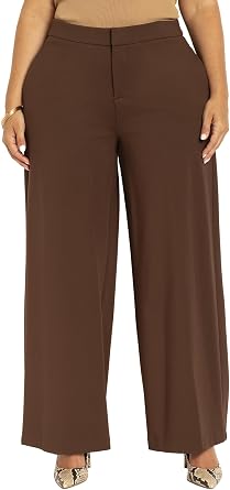 ELOQUII Womens Plus Size The Ultimate Stretch Wide Leg Work Pant