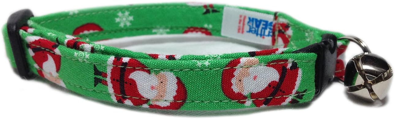 Breakaway Cat Collar in Christmas with Mini Santas (U.S.A. Made)