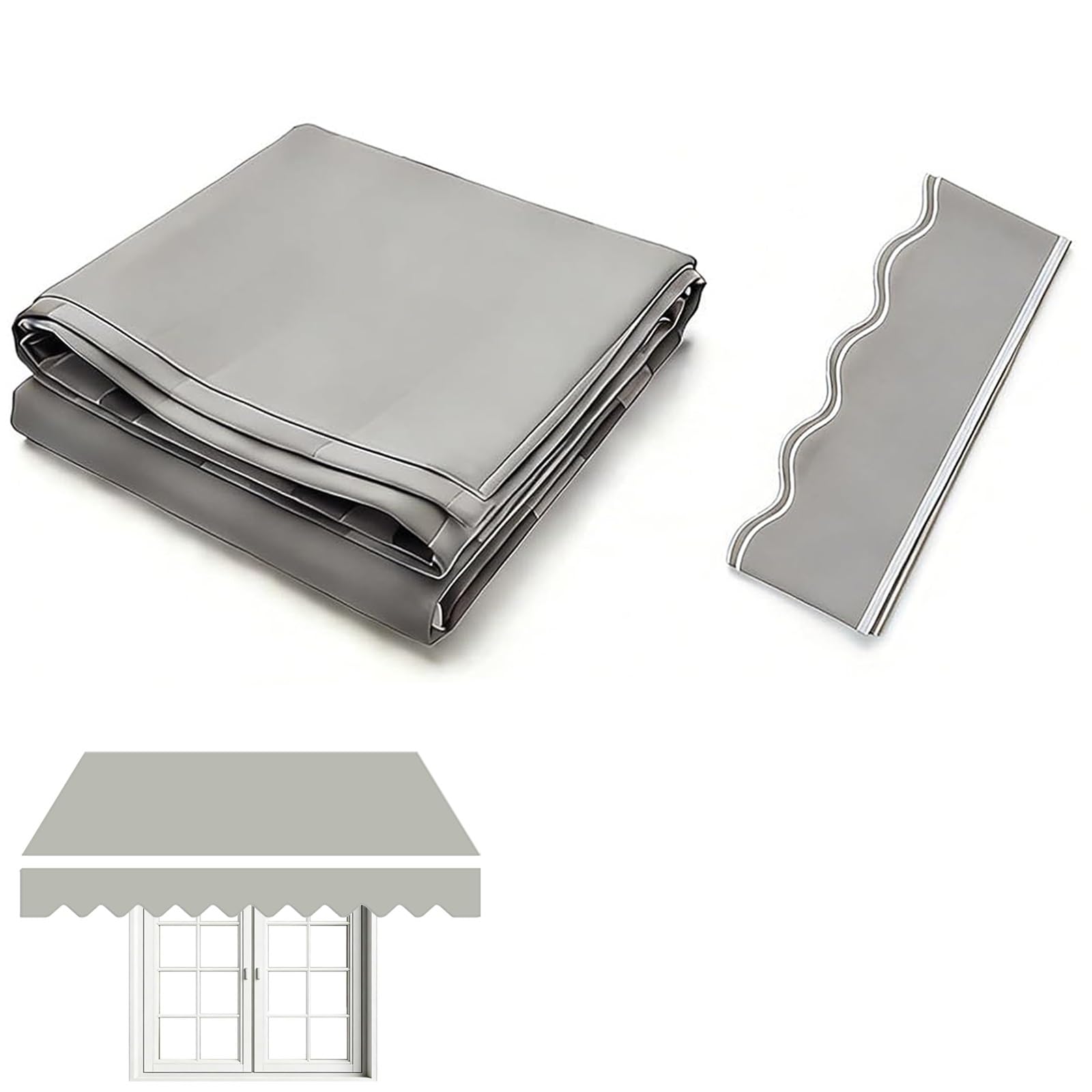 ROFBIHG Retractable Awning Patio Sun Shade Shelter Replacement Fabric Top Cover (Fabric Only) Patio Awning Replacement Fabric, Window/Door Canopy Cover for Retractable Awning(Gray,3x2.5m (10x8.2ft))