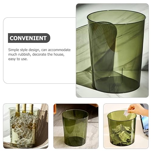 Miniatura 7 de LIFKOME Cubo de basura pequeño transparente para basura de plástico, contenedor de basura redondo transparente, contenedor de basura, contenedor de