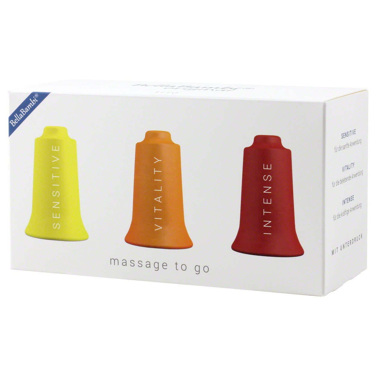 BellaBambi Set de 3 mini ventouses | 3 intensités | Massage bien-être beauté pour les tensions musculaires | Massage des fascias du corps entier | Fabriqué en Allemagne | haute tolérance cutanée