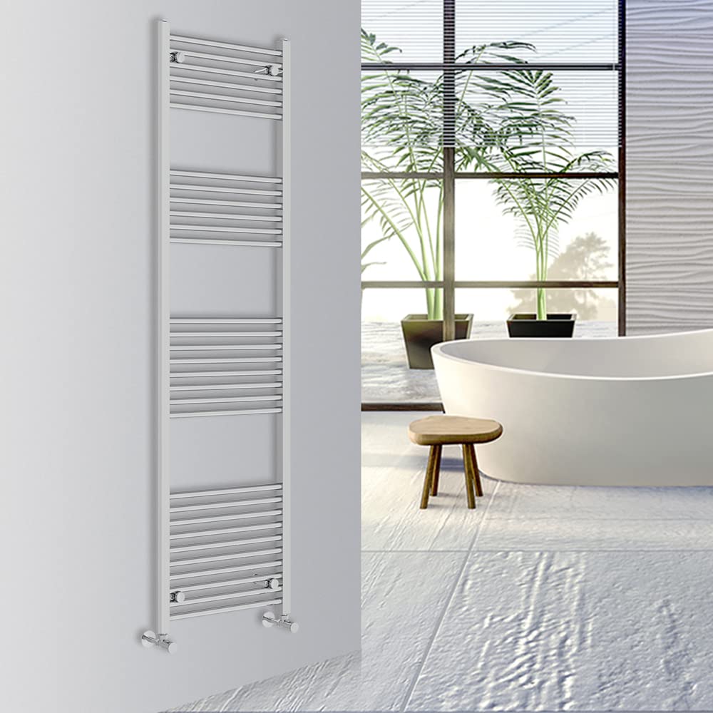 Warmehaus Chrome Straight Bathroom Heated Towel Rail Warmer Radiator Central Heating 1800X500mm