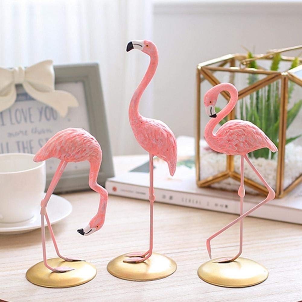 Pink Flamingo Ornaments Flamingo Figurine Statues Resin Figurine Ornament Miniature Flamingo Figurine for Home Office Living Room Bedroom Decor - Image 3