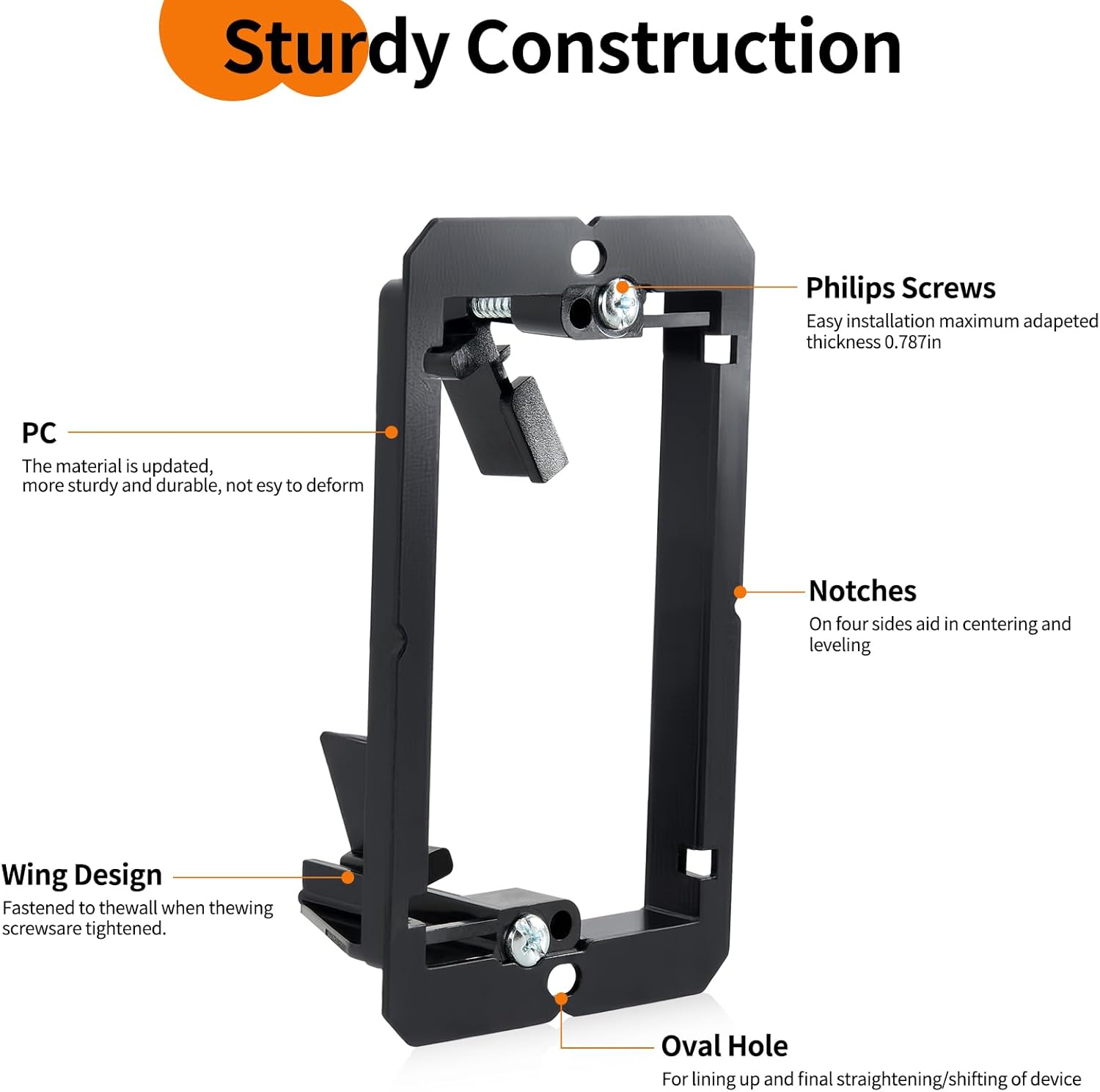 5 PCS Low Voltage Mounting Bracket, Ideal for Single Gang Wall Plate, HDMI, Telephone Wires, Network Cables, Coaxial and Speaker Cables, (Black)