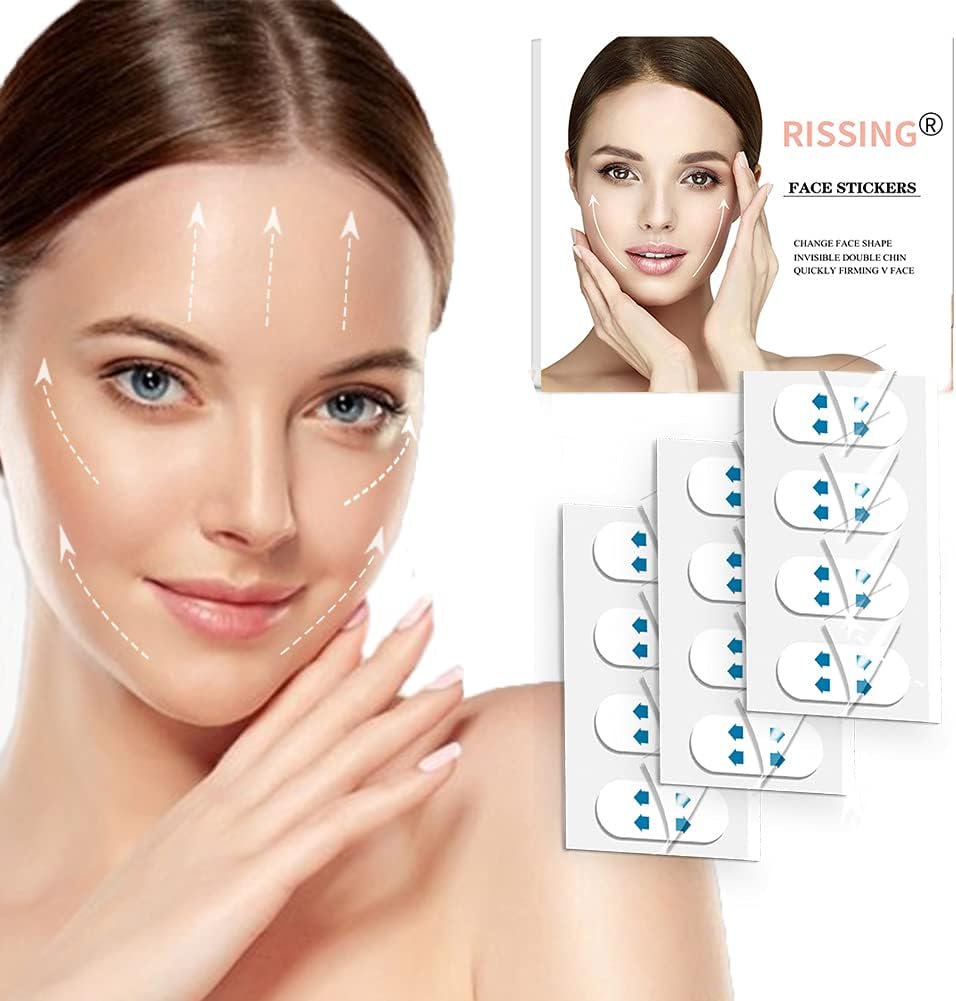Face Lift Tape Rissing Instant Face Lift Tape Invisible Waterproof Elasticity Face Lift Patch for Reduce Double Chin Artifact Tapes for Instant Face, Neck and Eye Lift Kit(40PCS)