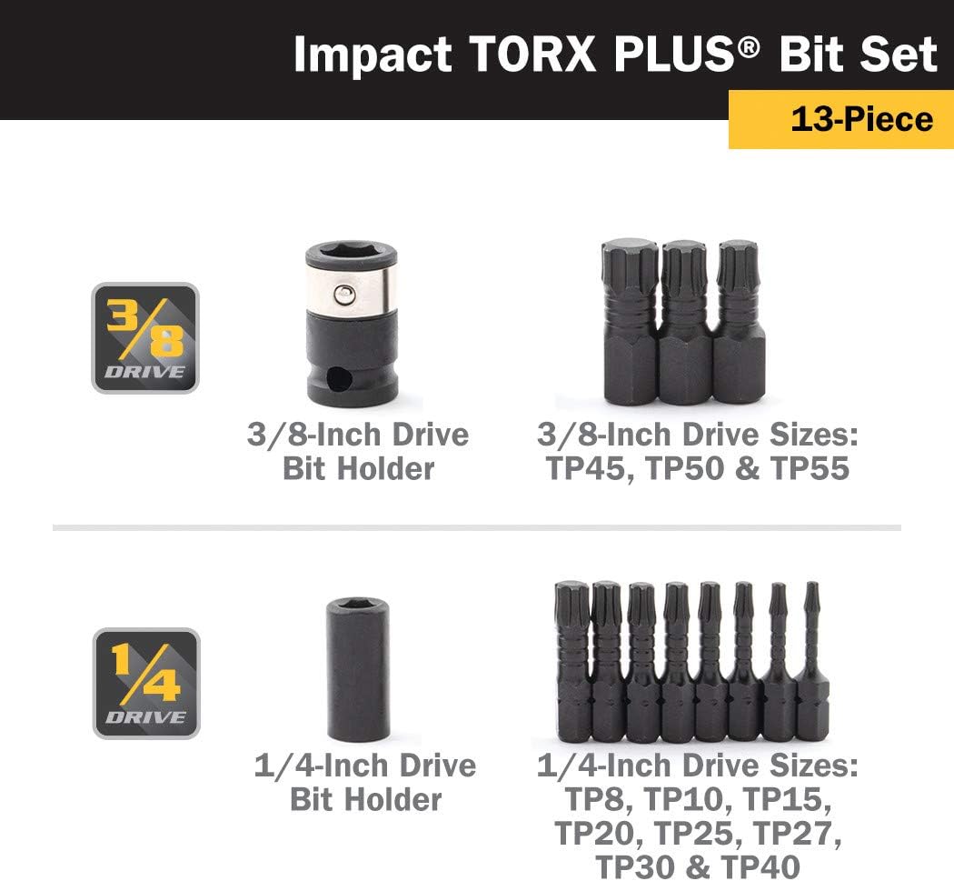Titan 16036 13-Piece Impact Torx Plus Bit Set