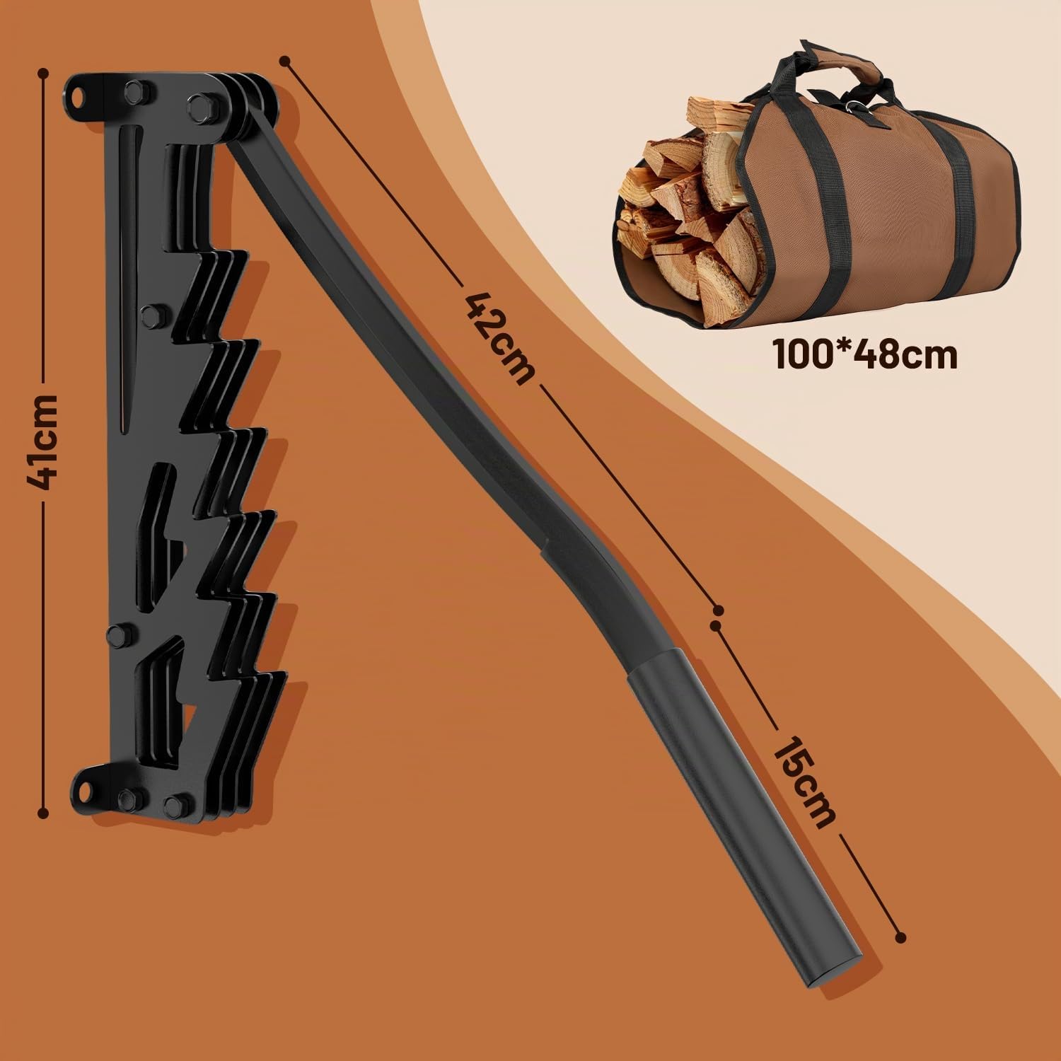 Holzspalter manuell, Manueller Holzspalter, Wandhalterung Brennholzspalter, Spalter Holz, Handholzspalter, Spanmesser, Wand Holzspalter, Anzündholz Spalten Werkzeug, Schwarz