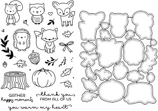 BUZHI Cutting Dies Cute Cartoon Animals Seal Silicone Stamps Metal Cutting Dies with Stamps Set for Card Making Scrapbooking Carbon Steel Wedding Embossing Template DIY Craft Decor Gift