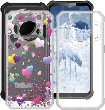 Phone Case for Oukitel WP22 6.58", 2 Pcs Shockproof Soft TPU Silicone Bumper Shell, [Ultra-Thin] [Anti-Yellowing] Back Cover for Oukitel WP22 - Clear + Heart Balloon