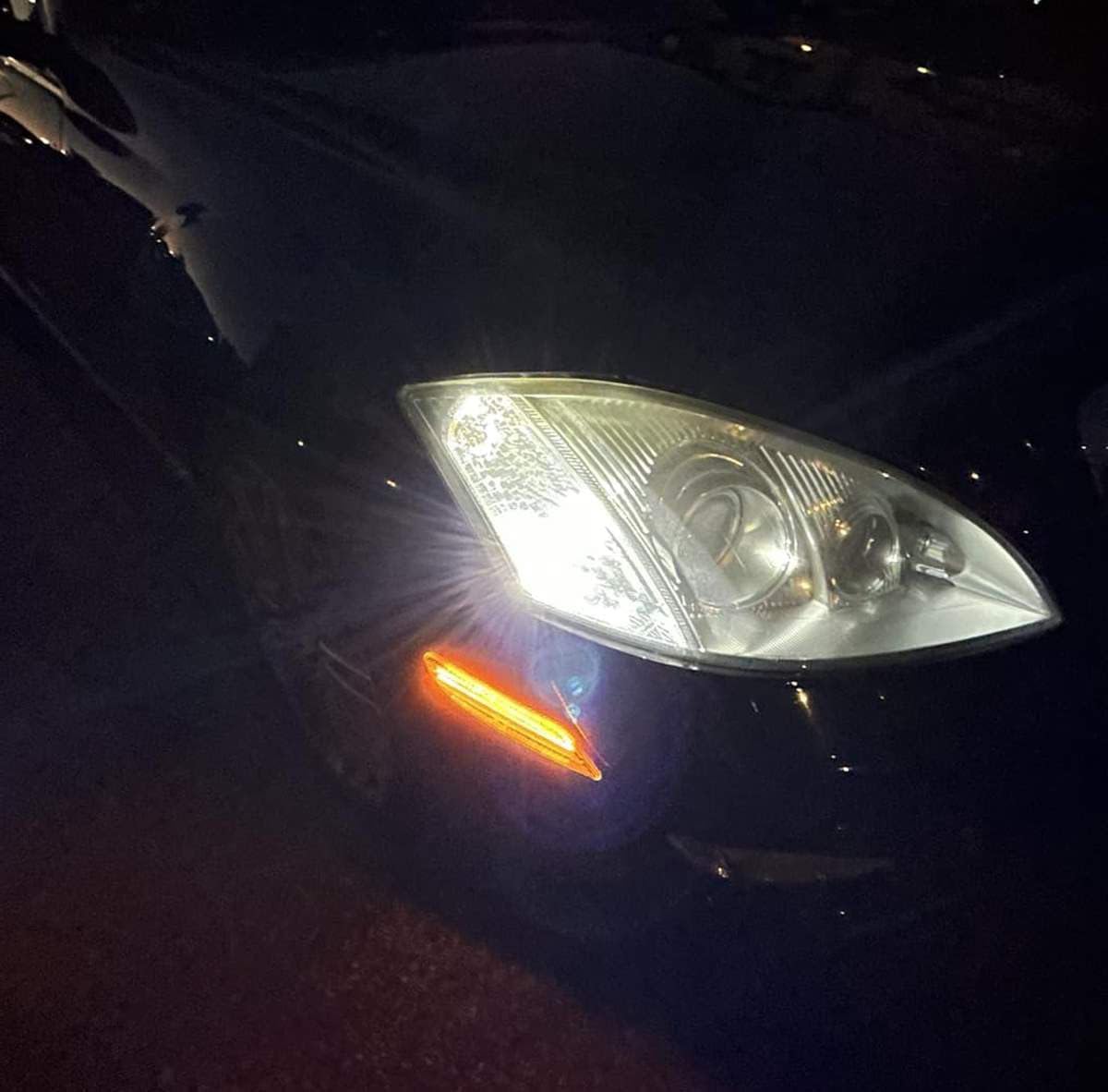 iJDMTOY Clear/White Lens Amber Full LED Strip Front Side Marker Light Assembly Compatible With 2007-2009 Mercedes W221 Pre-LC S320 S350 S400 S500 S550 S600 (Not For AMG), Replace OEM Amber Lens