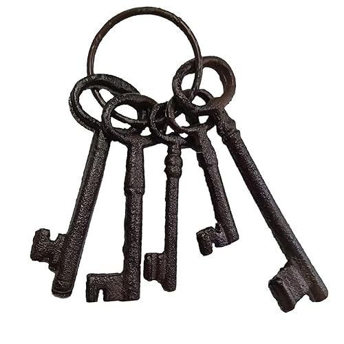 Salomé Idea 8" Vintage Cast Iron Skeleton Key Ring Antique