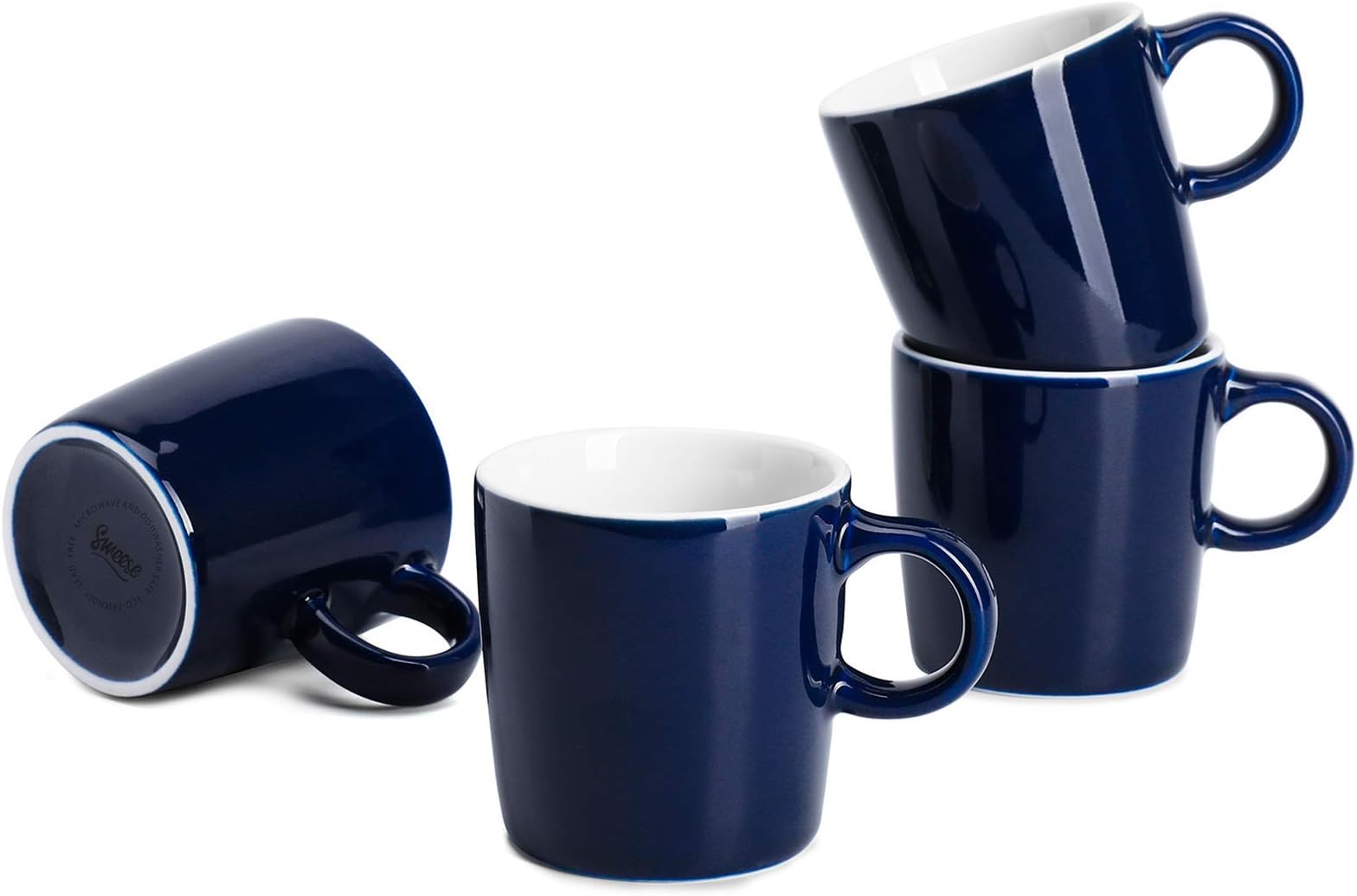 3.5oz Porcelain Espresso Cups Set of 4, Mini Coffee Mugs Demitasse Cups - Navy