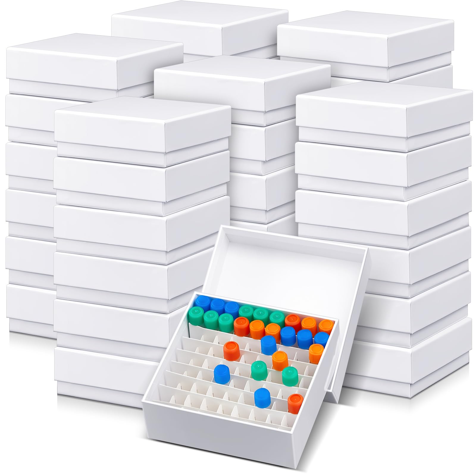 Teenyyou 36 cajas de cartón para congelador con tapa, caja de almacenamiento de microtubos de laboratorio de 81 lugares, revestimiento resistente al agua y al hielo, 5 cm de altura para tubos de