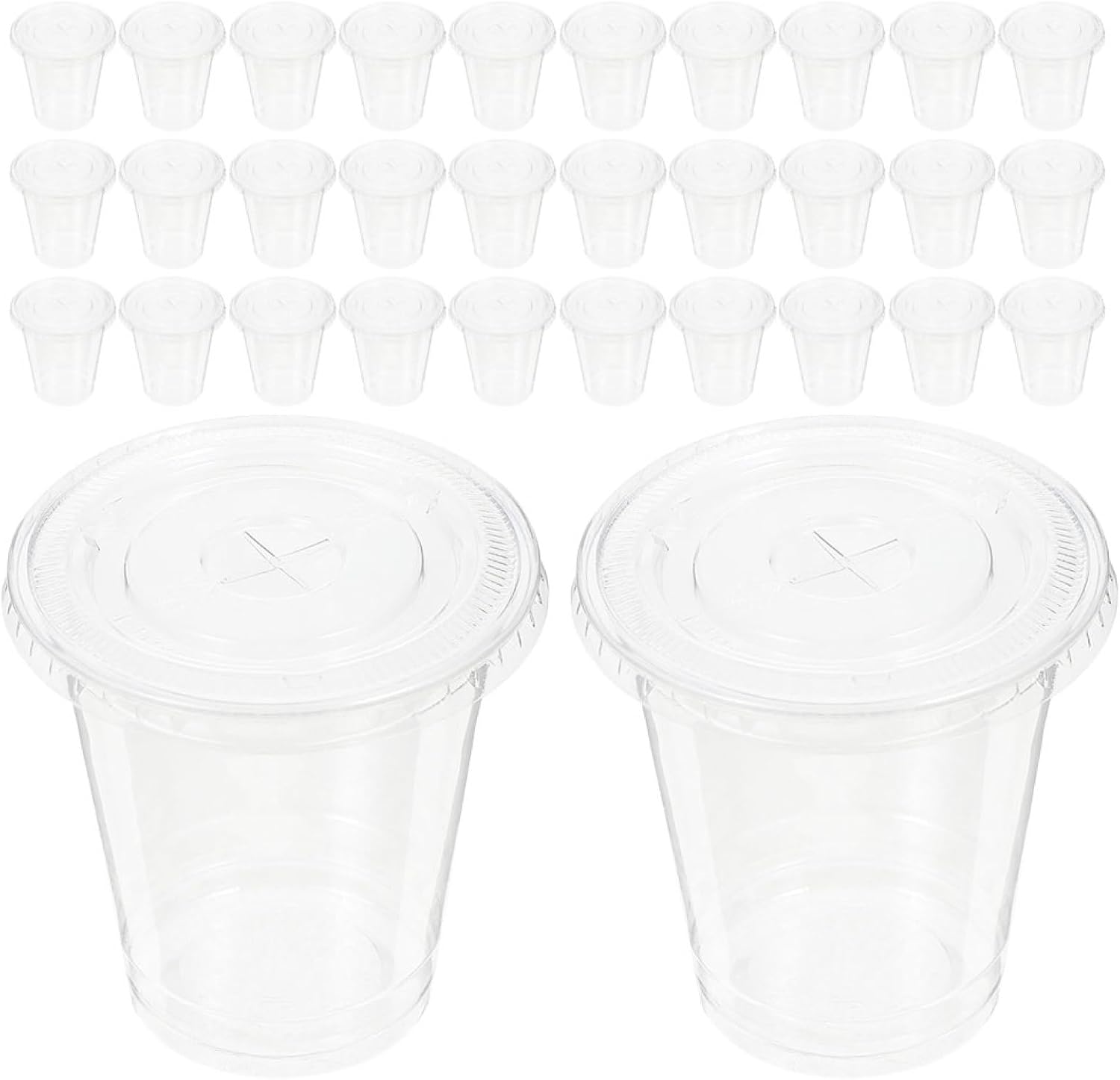 Alipis 100 Disposable Plastic Cups with Lids 10oz (300ml) Pet Cold Drink Juice Packing Cups for Smoothies and Iced Beverages Portable Drinkware for Parties and Outdoor Use