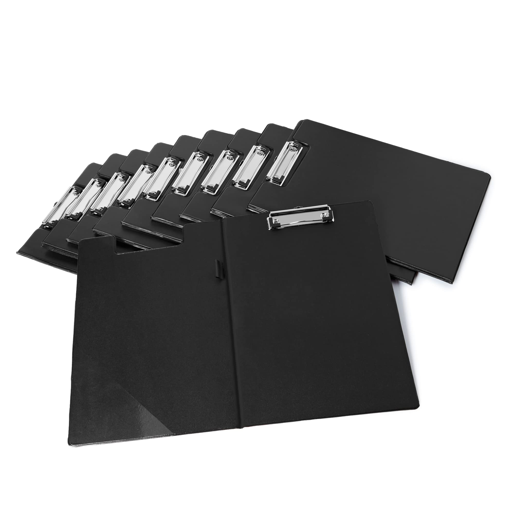 A4 Foldover Clipboard with Pen Loop & Internal Pocket โ Black Document Clipboard Folder for Office, Warehouse & Field Work, Pack of 10
