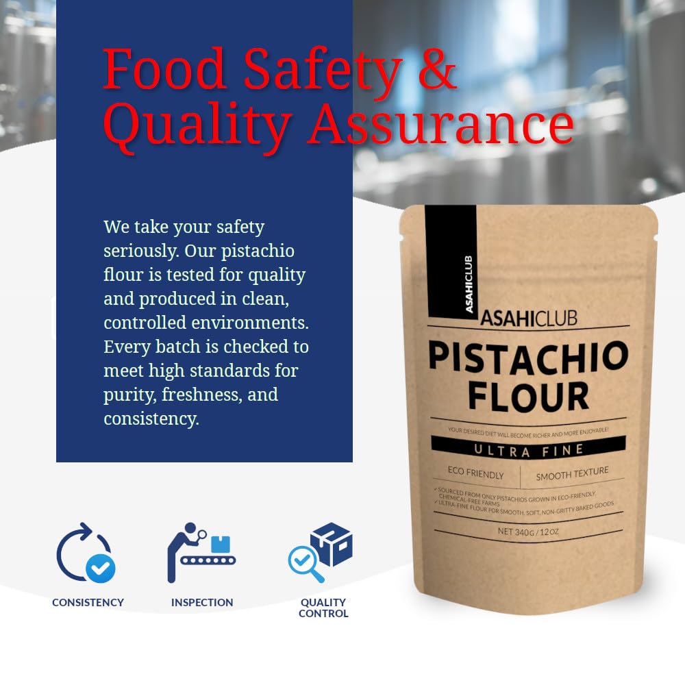Pistachio Flour, 100% Naturally Raw Pistachios, Ultra Fine, Gluten Free, Kosher, Low-Carb Keto Friendly, 12 oz
