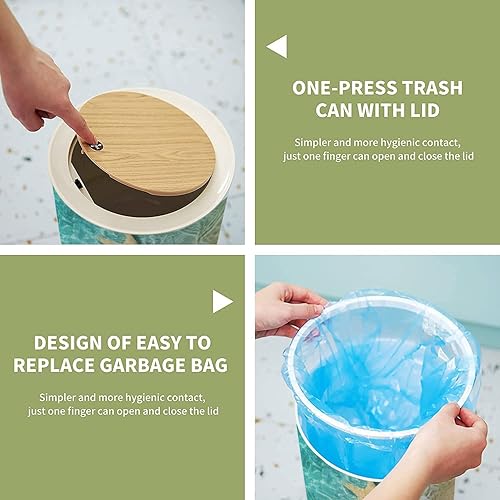 Miniatura 6 de Bote de basura pequeño con tapa para baño, cocina, oficina, pañal, estrella de mar, concha, verano, playa, mar, agua, verano, verano, dormitorio,