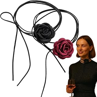 2 Piezas Gargantilla Flores, Flor Cuello, Choker Flor, Collar de Flores Mujer de Rosa, Accesorios Mujer, Ideal para Mujeres y Niñas en Fiestas y Celebraciones, Regalo para Cumpleaños y Navidad