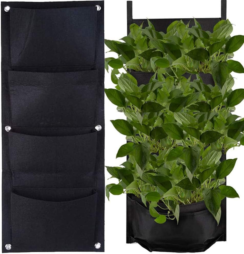 Golden Apple 4 Pockets Garden Wall Planter Vertical Flower Plants Hanging Planting Growing Bag Pot Container 30 X 100cm