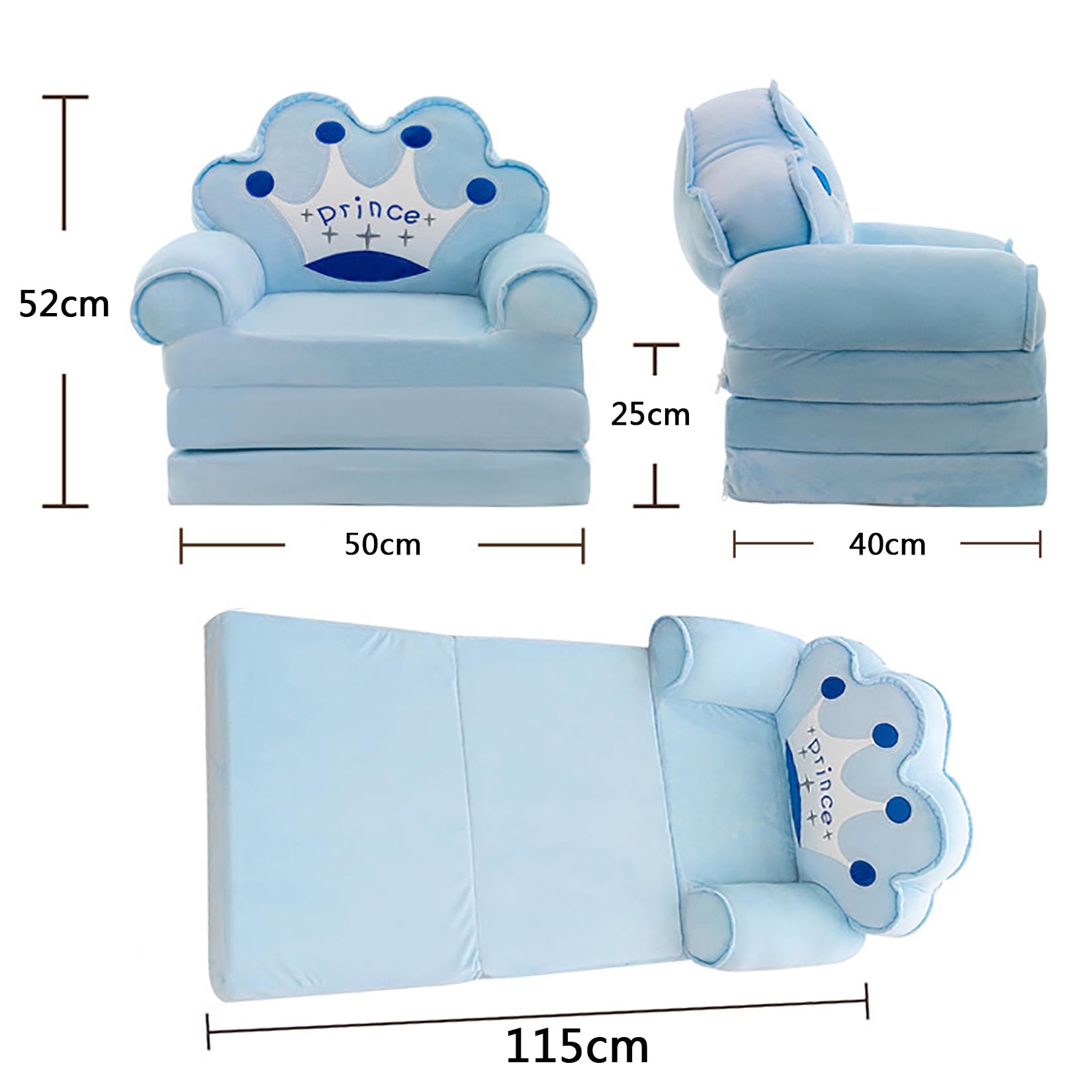 YUDIZWS Sillón Infantil Plegable Sofá Infantil de Felpa con Respaldo Silla de Bebé para Sala de Juegos o Guardería,D