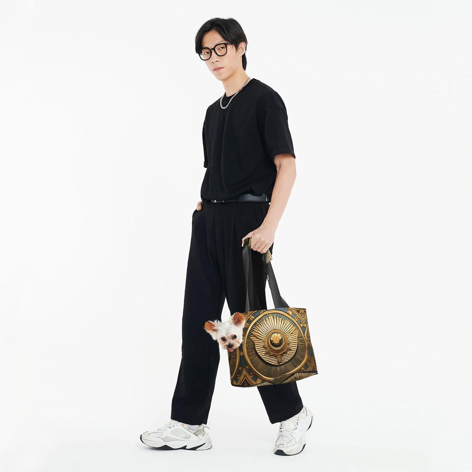 Palm Tree Rocky Shore Print Portable Foldable Shoulder Bag for Travel,with Collar Hook and Handle Pad,Cute Stylish Design