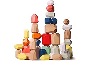36 PCS Wooden Stacking Rocks: Montessori Sensory Toys for Kids 3+ Years