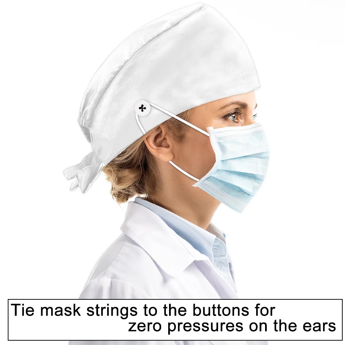 Mularoka Mandala Patterns Working Caps with Button Sweatband Comfortable Adjustable Bouffant Hats Work Hat for Women Men