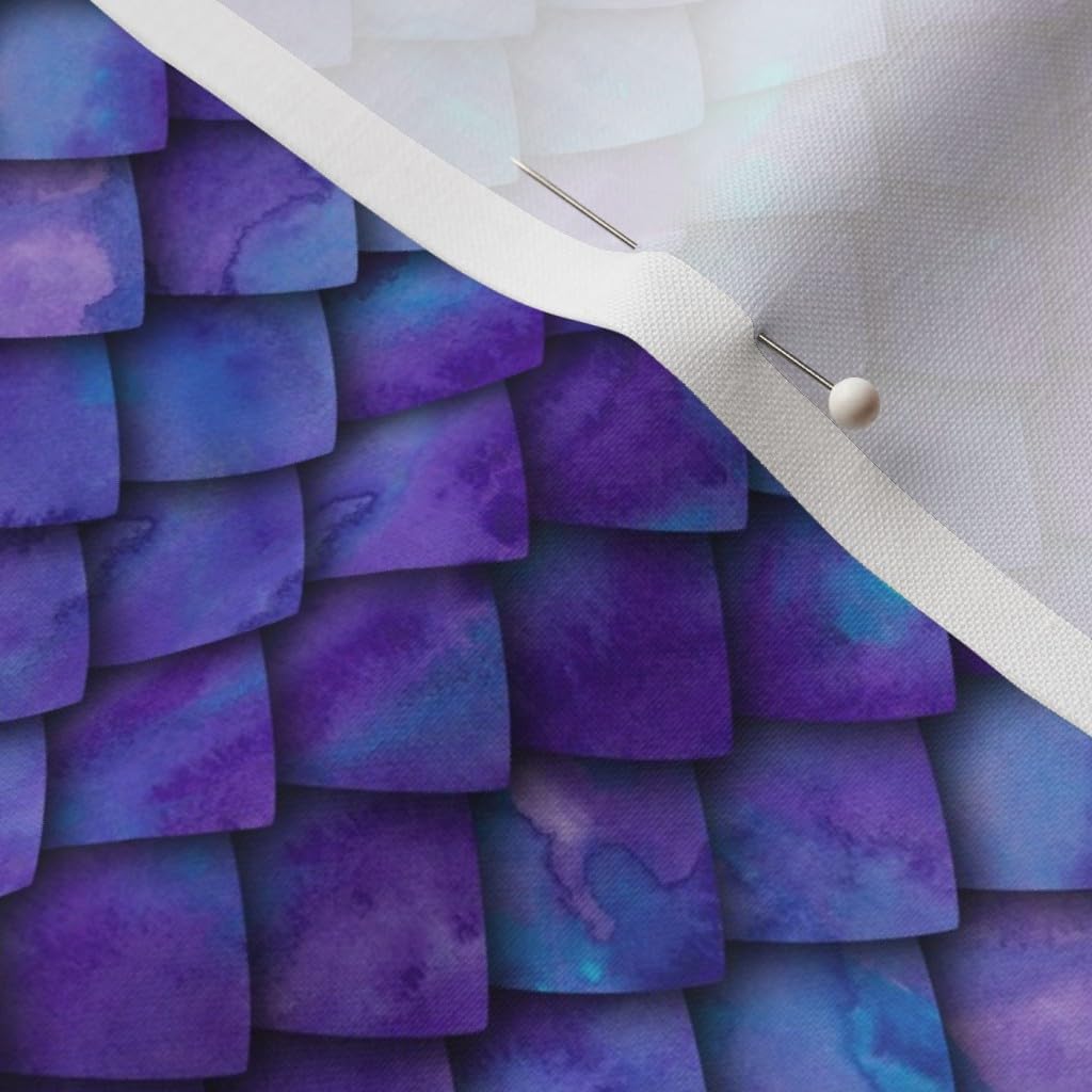Spoonflower Fabric - Dragon Scales Purple Scale Mermaid Blue Printed on Petal Signature Cotton Fabric by The Yard - Sewing Quilting Apparel Crafts Decor