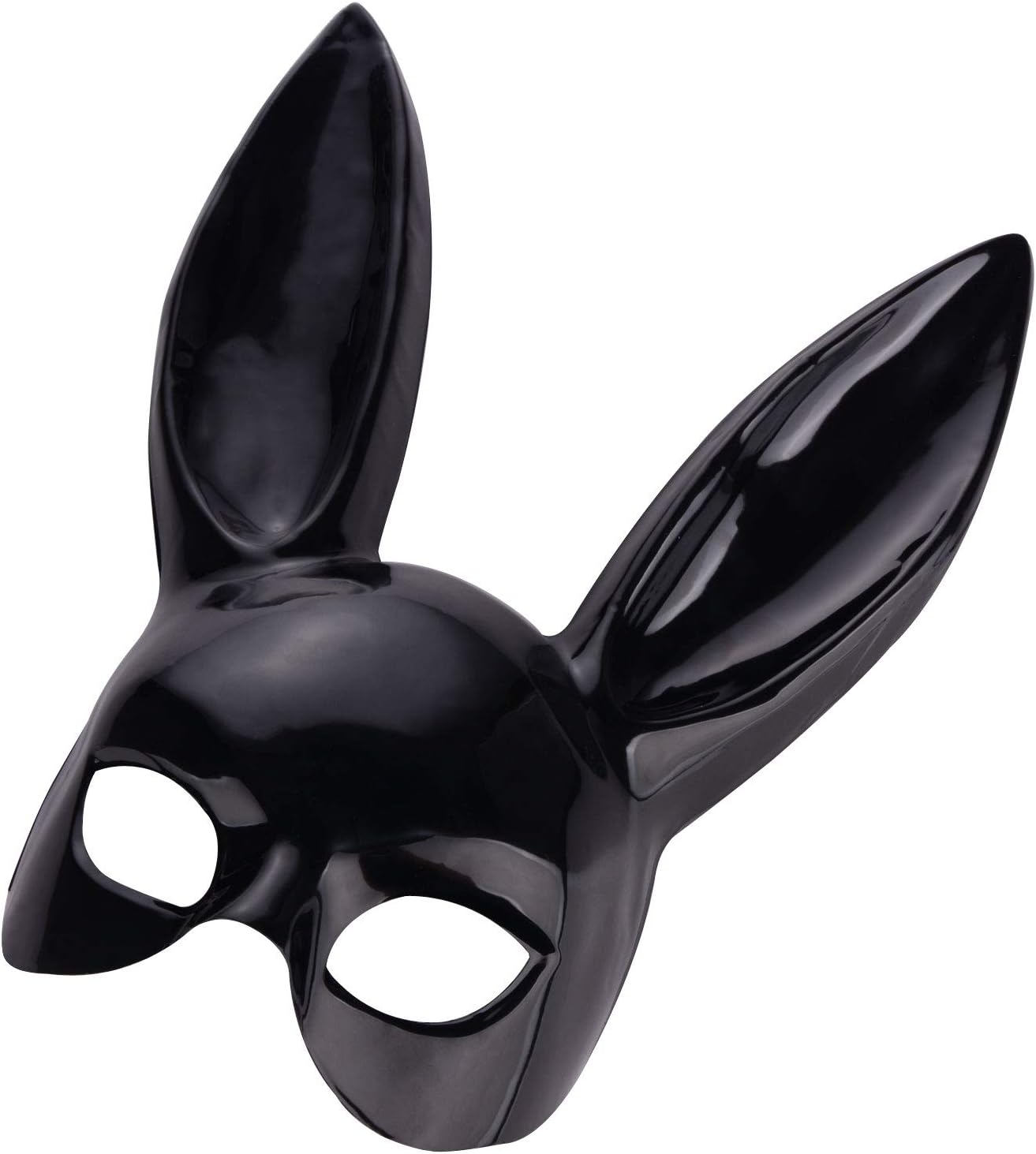 Masquerade Mask Rabbit Mask Black Adult Bunny Mask with Ears for Halloween Birthday Party Cosplay Prom Easter Costume Accessory Party Favors, Matte Style