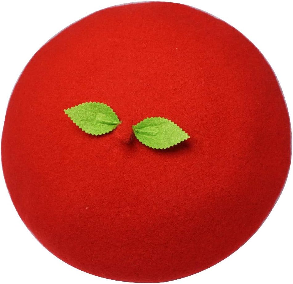 Kawaii Handmade Cartoon Beret Hat Green Leaves Fruit Cosplay Vintage Lolita Mori Girl Wool Cap Gift