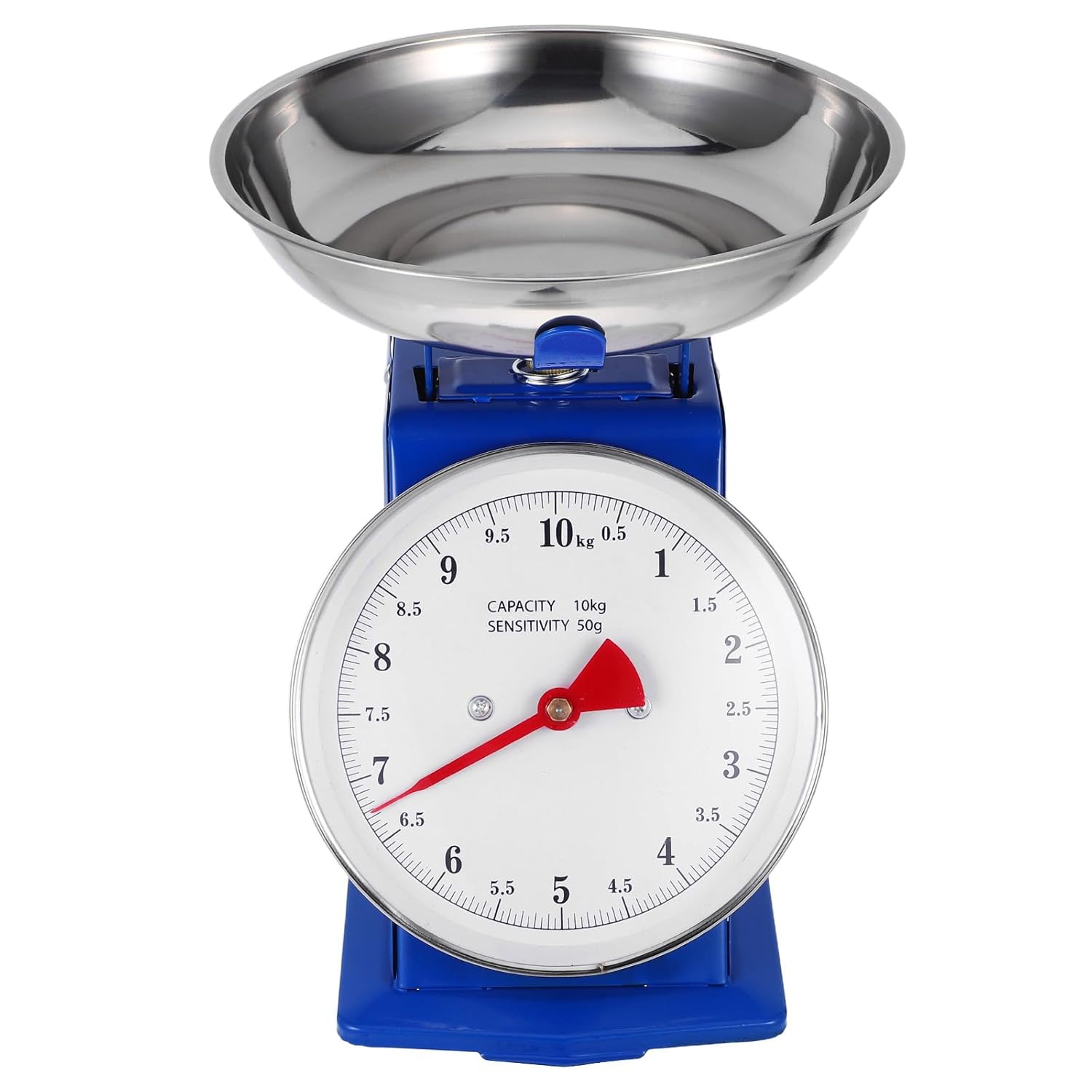 Mechanical Kitchen Scale with Dial and Detachable Bowl 10kg Medium Size Stainless Steel Analog Weighing Scale for Baking Cooking Meat Ingredients