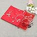 SumDirect 5Pcs 6X9 inches Brocade Organza Jewelry Pouch Bags,Drawstring Gift Bags (Red)