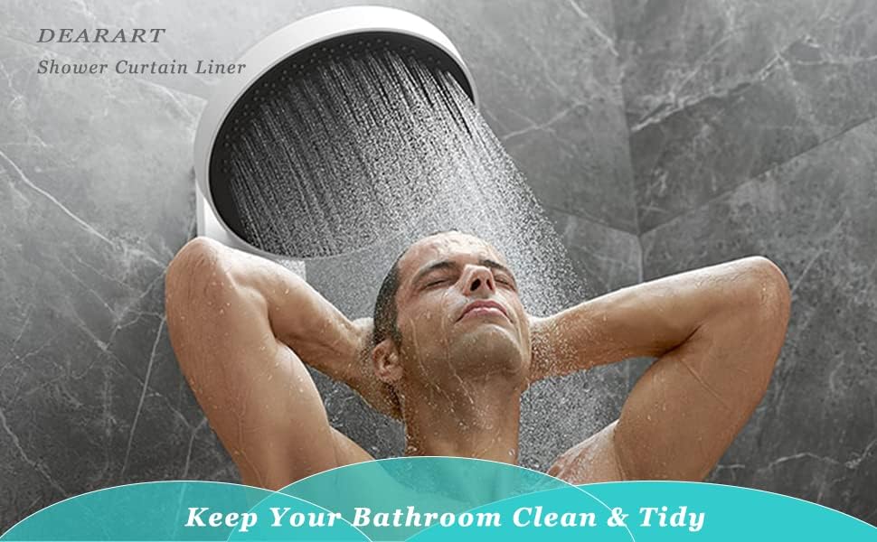 Miniatura 9 de DEARART Paquete de 2 cortinas de ducha de rejilla gris y barra extensible, tela de tela de 60 x 72 pulgadas, cortinas de ducha fáciles de limpiar,