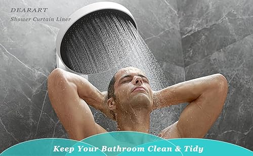 Dearartbath Wave Blue Shower Curtain Liner For Bathroom, 72''*72''Inch Fabric Shower Curtain Set With Grommet And Hooks, 100% Waterproof Easy Care Machine Washable Easy Clean #TOP1