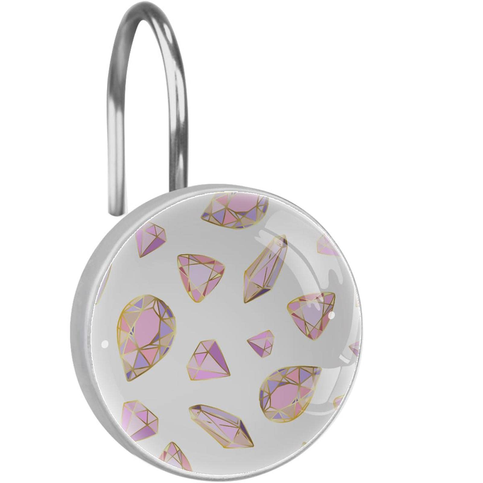 Crochets rideau de douche diamant rose en acier inoxydable pour relooker votre salle de bain