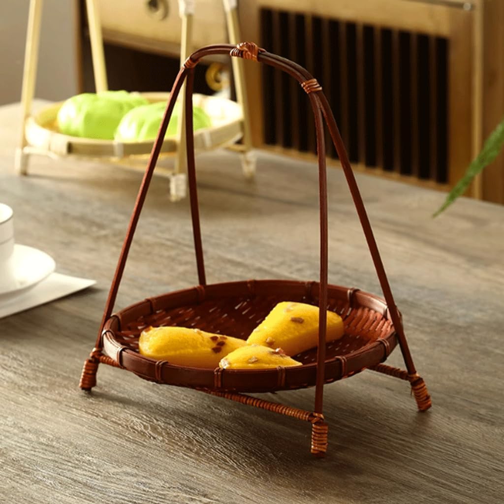 DOUKI Dessert Stand Delicate Hand-Woven Bamboo Basket Dessert Stand for Display, Exquisite Attractive Snack Stand for Gift Tea Party Restaurant for Party Decor