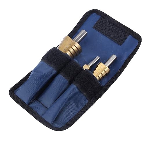 Miniatura 2 de Juego de brocas escalonadas, 3 piezas, juego de brocas escalonadas de acero recubierto de alta velocidad, juego de brocas de cono de acero HSS