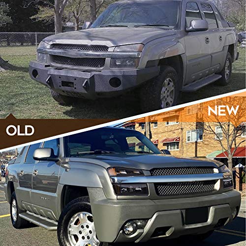 Lbrst Headlight Assembly For Chevrolet Avalanche 1500/2500 2002-2006 Black Housing Amber Reflector Clear Lens Driver And Passenger Side Headlamp(With Body Cladding Model Only) #TOP5