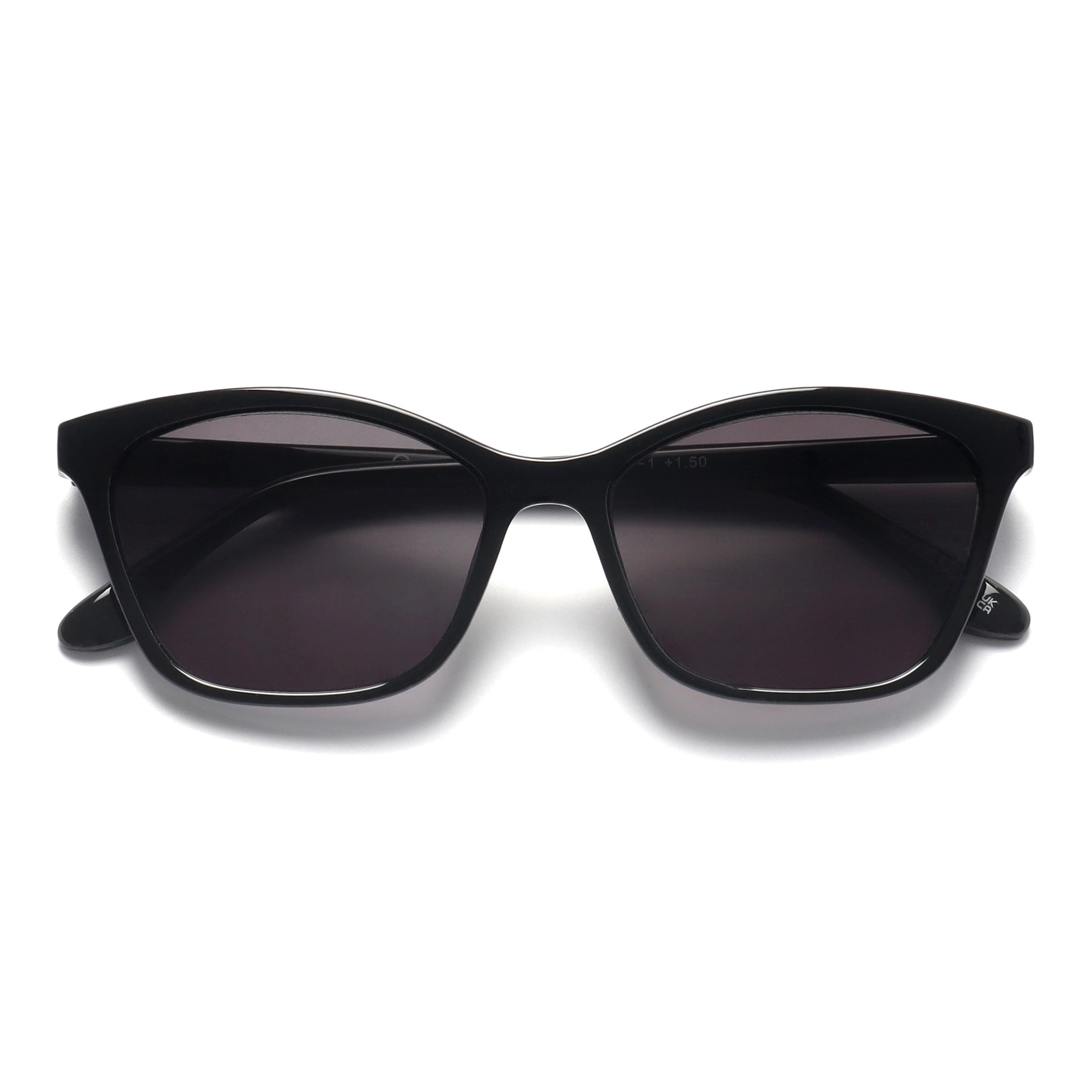 OPULIZE KAT Gafas de Sol - Elegante Montura Ojo de Gato - Negro - Hombres y Mujeres - Ajuste Muy Cómodo - Bisagras de Muelle - S59-1